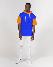 Load image into Gallery viewer, Men's Premium Heavyweight short sleeve hoodie blue&orange Men's Premium Heavyweight Short Sleeve Hoodie