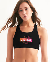 Load image into Gallery viewer, Black with Optical Illusion logo Women's Seamless Sports Bra