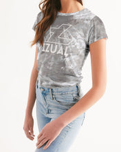 Load image into Gallery viewer, Grey and white tie dye Designer T-shirt Women's Tee