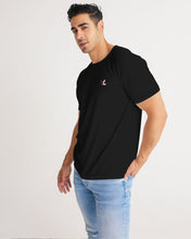 Load image into Gallery viewer, Black Designer T-shirt with Carmine Red and White Logo 2 Men's Tee