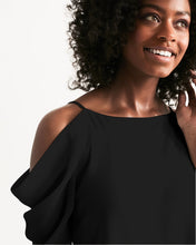 Load image into Gallery viewer, Black off shoulder A dress Women's Open Shoulder A-Line Dress