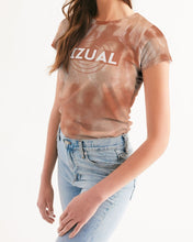 Load image into Gallery viewer, Cream&brown Tie Dye Women's Designer T-shirt Women's Tee