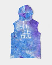 Load image into Gallery viewer, Blue and purple tie dye sleeveless hoodie Men's Premium Heavyweight Sleeveless Hoodie
