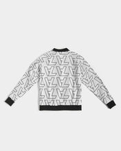 Load image into Gallery viewer, "Vizúal on Repeat" Logo Bomber Jacket  white Women's Bomber Jacket