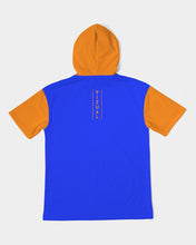 Load image into Gallery viewer, Men's Premium Heavyweight short sleeve hoodie blue&orange Men's Premium Heavyweight Short Sleeve Hoodie