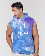 Load image into Gallery viewer, Blue and purple tie dye sleeveless hoodie Men's Premium Heavyweight Sleeveless Hoodie