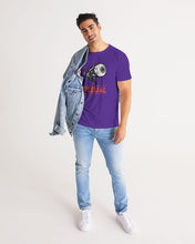 Load image into Gallery viewer, Purple b&w crazy eye t and purple crazy eye pocket t Men's Tee