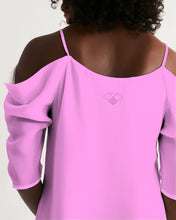 Load image into Gallery viewer, Pink off shoulder A dress Women's Open Shoulder A-Line Dress