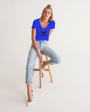 Load image into Gallery viewer, Women's V-neck Designer T-shirt royal blue Women's V-Neck Tee