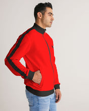 Load image into Gallery viewer, Red Men&#39;s Stripe-Sleeve Track Jacket
