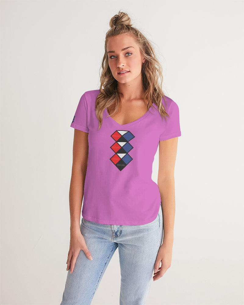 3 Diamonds Collection Pink V-neck Women's V-Neck Tee