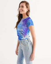 Load image into Gallery viewer, Blue and purple tie dye women&#39;s designer T-shirt Women&#39;s Tee
