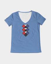 Load image into Gallery viewer, 3 Diamonds Collection sky blue V-neck Women&#39;s V-Neck Tee
