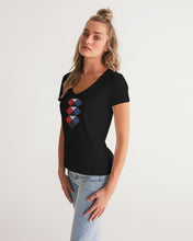 Load image into Gallery viewer, 3 Diamonds Collection black V-neck Women&#39;s V-Neck Tee
