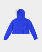 Load image into Gallery viewer, Crop top royal blue hoodie black original logo Women&#39;s Cropped Hoodie
