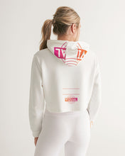 Load image into Gallery viewer, Vizualfulllogo  crop top hoodie White Women&#39;s Cropped Hoodie
