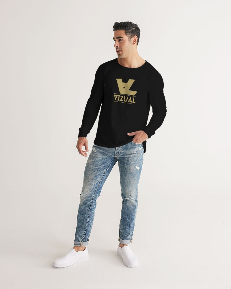 Black long sleeved Designer T-shirt gold original logo