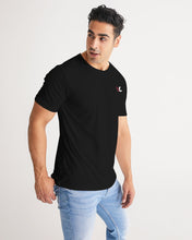 Load image into Gallery viewer, Black Designer T-shirt with Carmine Red and White Logo 2 Men&#39;s Tee
