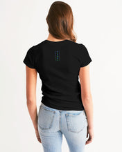 Load image into Gallery viewer, Women&#39;s Black Designer T-shirt highlighter blue&amp;green logo Women&#39;s Tee
