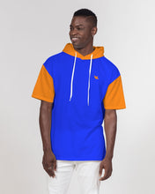 Load image into Gallery viewer, Men&#39;s Premium Heavyweight short sleeve hoodie blue&amp;orange Men&#39;s Premium Heavyweight Short Sleeve Hoodie
