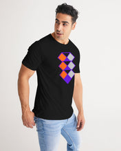 Load image into Gallery viewer, Black Tee Shirt orange purple grey 3 diamonds Men&#39;s Tee
