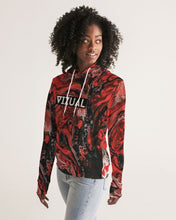 Load image into Gallery viewer, Red and Black tie dye tie dye Women&#39;s Hoodie
