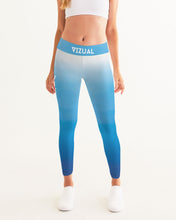 Load image into Gallery viewer, White &amp; Ocean Blue Ombre Women&#39;s Yoga Pants
