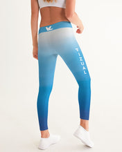 Load image into Gallery viewer, White &amp; Ocean Blue Ombre Women&#39;s Yoga Pants
