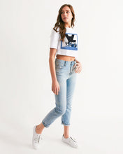 Load image into Gallery viewer, Carolina Blue Graphic T-shirt with Navy logo Women&#39;s Cropped Tee
