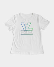 Load image into Gallery viewer, Women&#39;s Designer T-shirt highlighter blue and green logo Women&#39;s Tee
