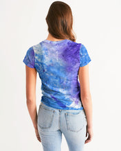 Load image into Gallery viewer, Blue and purple tie dye women&#39;s designer T-shirt Women&#39;s Tee
