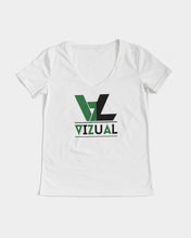 Load image into Gallery viewer, Women&#39;s V-neck T-Shirt Celtic Green and Black Logo Women&#39;s V-Neck Tee
