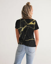 Load image into Gallery viewer, black and gold Women&#39;s V-Neck Tee
