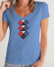 Load image into Gallery viewer, 3 Diamonds Collection sky blue V-neck Women&#39;s V-Neck Tee
