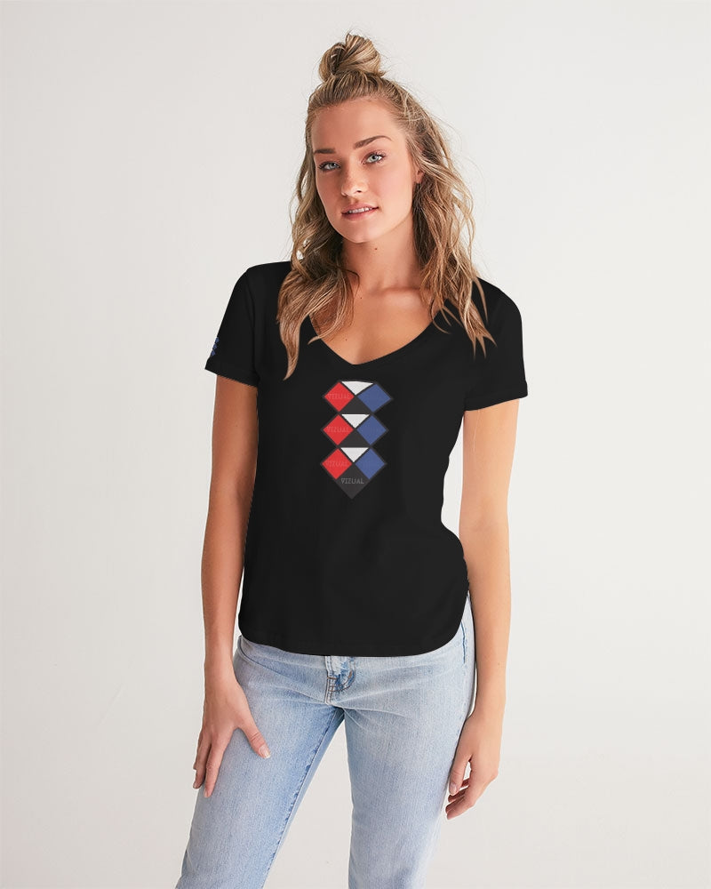 3 Diamonds Collection black V-neck Women's V-Neck Tee