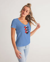 Load image into Gallery viewer, 3 Diamonds Collection sky blue V-neck Women&#39;s V-Neck Tee
