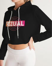 Load image into Gallery viewer, Crop top black hoodie Women&#39;s Cropped Hoodie
