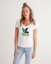 Load image into Gallery viewer, Women&#39;s V-neck T-Shirt Celtic Green and Black Logo Women&#39;s V-Neck Tee
