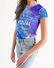 Load image into Gallery viewer, Blue and purple tie dye women&#39;s designer T-shirt Women&#39;s Tee
