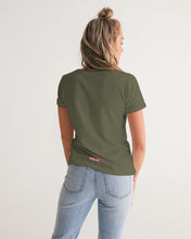 Load image into Gallery viewer, Forest Green Optical Illusion Women&#39;s V-neck T-Shirt Women&#39;s V-Neck Tee
