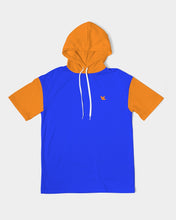 Load image into Gallery viewer, Men&#39;s Premium Heavyweight short sleeve hoodie blue&amp;orange Men&#39;s Premium Heavyweight Short Sleeve Hoodie
