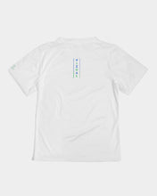 Load image into Gallery viewer, Kid&quot;s Designer T-shirt highlighter blue and green logo
