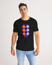 Load image into Gallery viewer, Black Tee Shirt orange purple grey 3 diamonds Men&#39;s Tee
