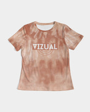 Load image into Gallery viewer, Cream&amp;brown Tie Dye Women&#39;s Designer T-shirt Women&#39;s Tee
