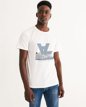 Load image into Gallery viewer, Light blue Designer T-shirt original logo white Men&#39;s Graphic Tee
