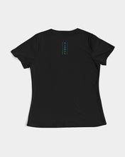 Load image into Gallery viewer, Women&#39;s Black Designer T-shirt highlighter blue&amp;green logo Women&#39;s Tee
