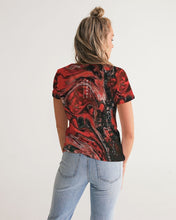 Load image into Gallery viewer, Red and Black Ink Color Base V-neck T-Shirt Women&#39;s V-Neck Tee
