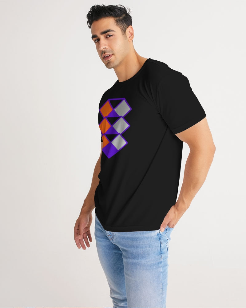 Black Tee Shirt orange purple grey 3 diamonds Men's Tee