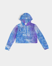 Load image into Gallery viewer, Blue and purple tie dye women&#39;s designer T-shirt Women&#39;s Cropped Hoodie
