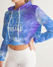 Load image into Gallery viewer, Blue and purple tie dye women&#39;s designer T-shirt Women&#39;s Cropped Hoodie
